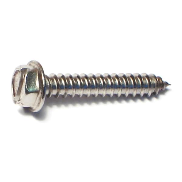 Midwest Fastener Sheet Metal Screw, #8 x 1 in, 18-8 Stainless Steel Flange Hex Head Slotted Drive, 30 PK 63844 - main